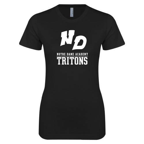Next Level Womens Black Boyfriend Tee-Notre Dame de La Baie Academy Notre Dame AcademyTritons ND Stacked