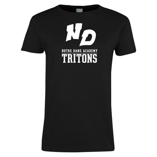 Womens Black Short Sleeve Tee-Notre Dame de La Baie Academy Notre Dame AcademyTritons ND Stacked