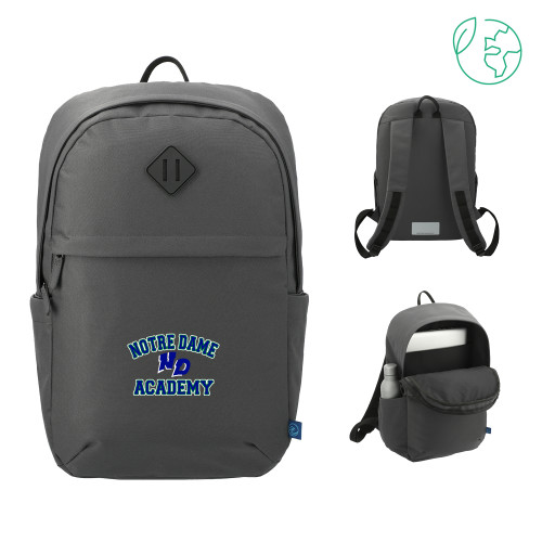 Repreve Charcoal Ocean Commuter Computer Backpack-Notre Dame de La Baie Academy Notre Dame Academy ND Stacked 2 Color