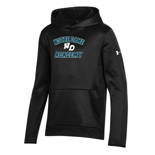 Under Armour Youth Black Fleece Hoodie-Notre Dame de La Baie Academy Notre Dame Academy ND Stacked 2 Color, ua