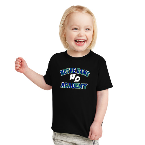 Toddler Black T Shirt-Notre Dame de La Baie Academy Notre Dame Academy ND Stacked 2 Color