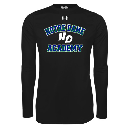 Under Armour Black Long Sleeve Tech Tee-Notre Dame de La Baie Academy Notre Dame Academy ND Stacked 2 Color