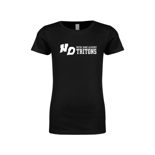 Next Level Girls Black Fashion Fit T Shirt-Notre Dame de La Baie Academy Notre Dame AcademyTritons ND Flat