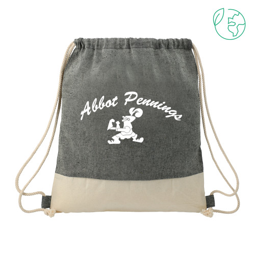 Split Recycled Cotton Natural/Black Drawstring Bag-Abbot Pennings