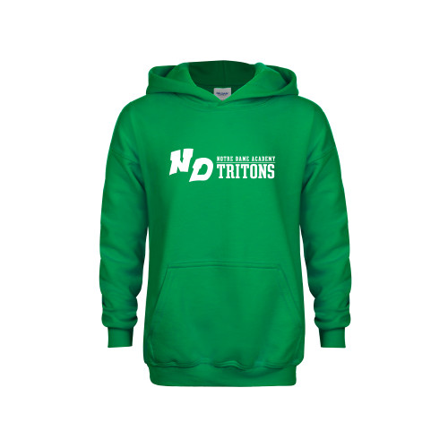 Youth Kelly Green Fleece Hoodie-Notre Dame de La Baie Academy Notre Dame AcademyTritons ND Flat