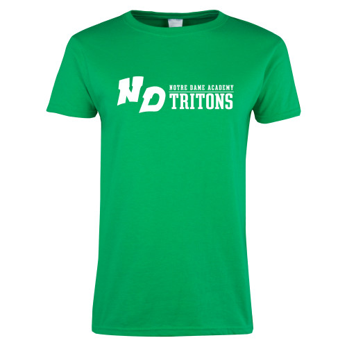 Womens Kelly Green Short Sleeve Tee-Notre Dame de La Baie Academy Notre Dame AcademyTritons ND Flat