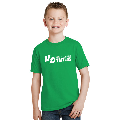 Youth Kelly Green T Shirt-Notre Dame de La Baie Academy Notre Dame AcademyTritons ND Flat
