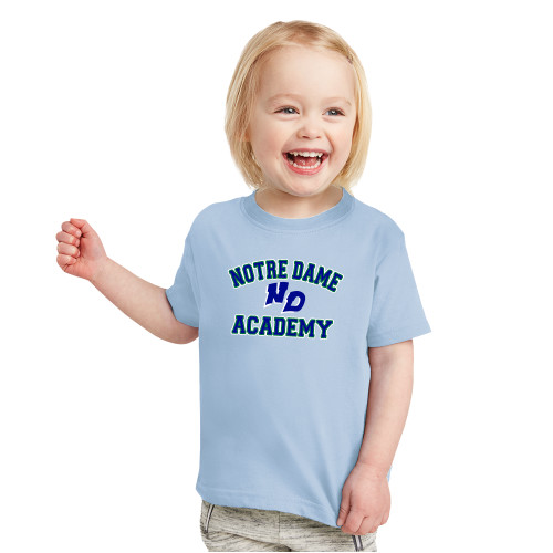 Toddler Light Blue T-Shirt-Notre Dame de La Baie Academy Notre Dame Academy ND Stacked 2 Color
