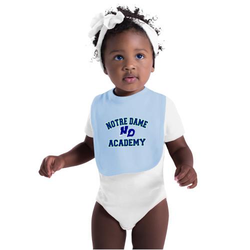 Light Blue Baby Bib-Notre Dame de La Baie Academy Notre Dame Academy ND Stacked 2 Color