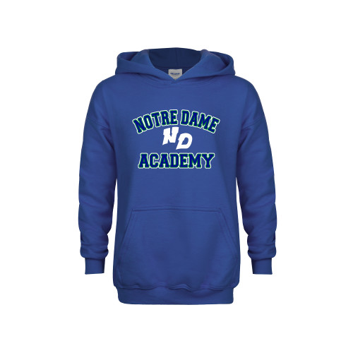 Youth Royal Fleece Hoodie-Notre Dame de La Baie Academy Notre Dame Academy ND Stacked 2 Color
