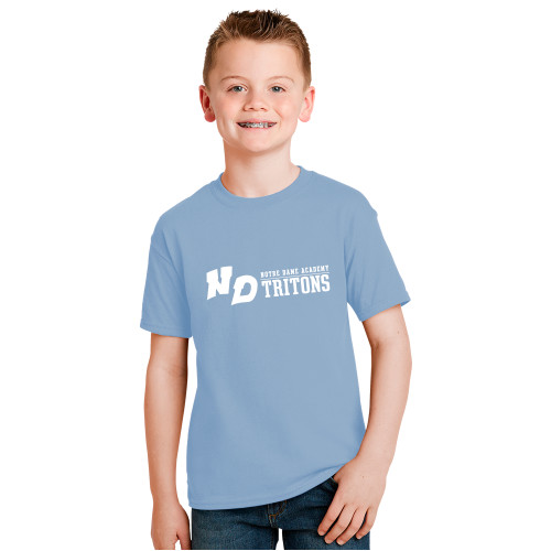 Youth Light Blue T Shirt-Notre Dame de La Baie Academy Notre Dame AcademyTritons ND Flat