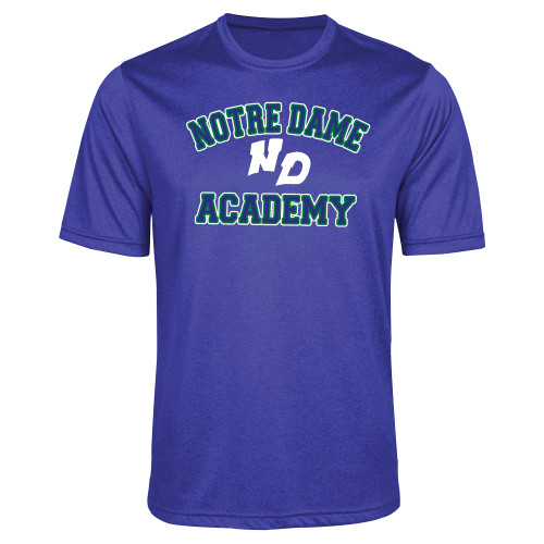 Royal Heather Performance Contender Tee-Notre Dame de La Baie Academy Notre Dame Academy ND Stacked 2 Color