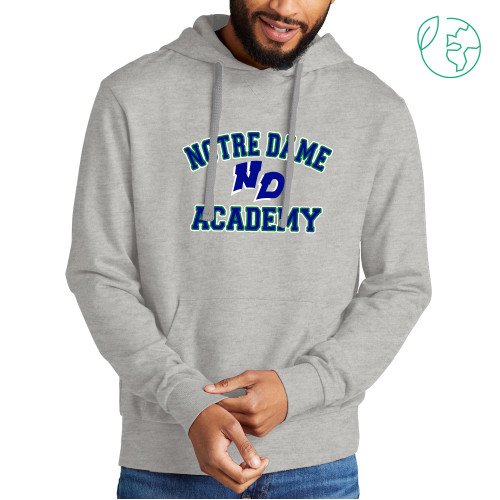 Allmade Light Grey Organic French Terry Pullover Hoodie-Notre Dame de La Baie Academy Notre Dame Academy ND Stacked 2 Color