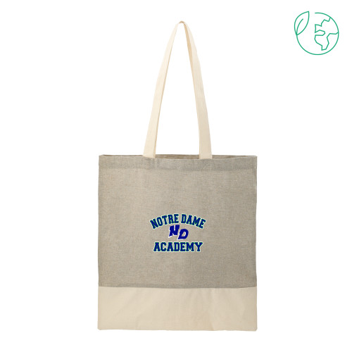 Split Recycled Grey Cotton Twill Convention Tote-Notre Dame de La Baie Academy Notre Dame Academy ND Stacked 2 Color