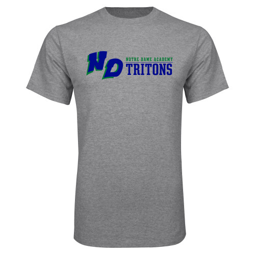Grey T Shirt-Notre Dame de La Baie Academy Notre Dame AcademyTritons ND Flat