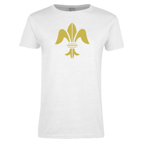 Womens White Short Sleeve Tee-Fleur de Lis Premontre