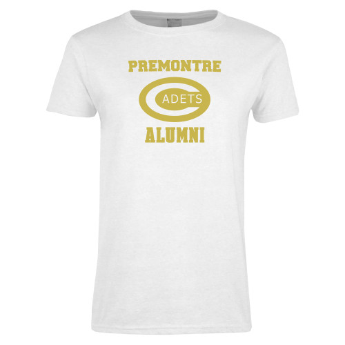 Womens White Short Sleeve Tee-Premontre Alumni