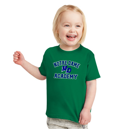 Toddler Kelly Green T Shirt-Notre Dame de La Baie Academy Notre Dame Academy ND Stacked 2 Color