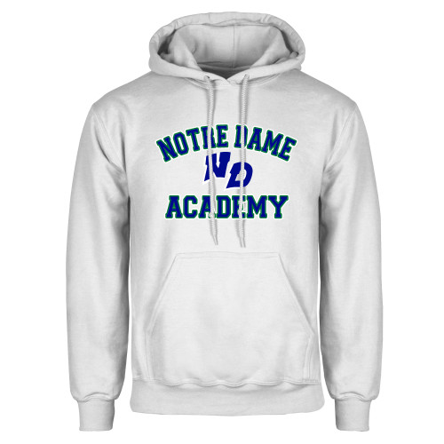 White Fleece Hoodie-Notre Dame de La Baie Academy Notre Dame Academy ND Stacked 2 Color