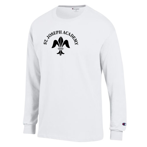 Champion White Long Sleeve T Shirt-Notre Dame de La Baie Academy St. Joseph Academy