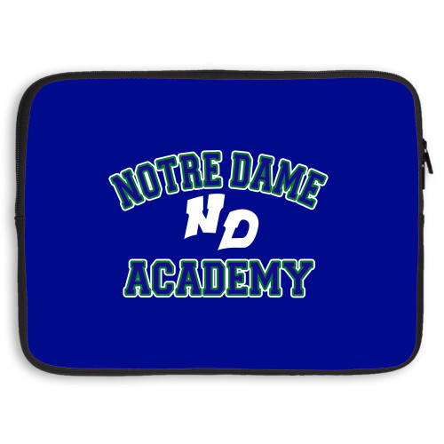 15 inch Neoprene Laptop Sleeve-Notre Dame de La Baie Academy Notre Dame Academy ND Stacked 2 Color, Add Background PMS 2738