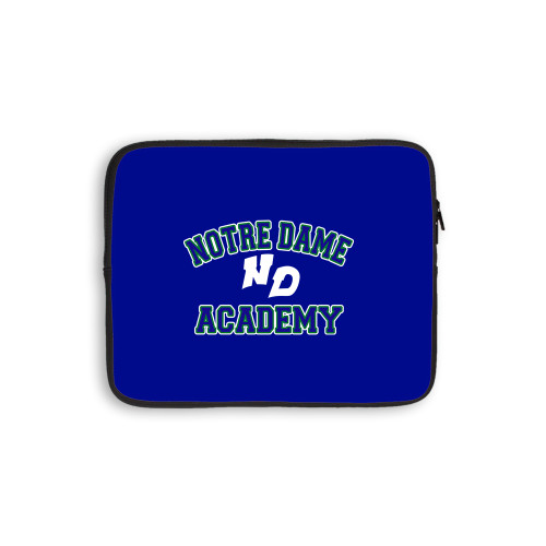 10 inch Neoprene iPad/Tablet Sleeve-Notre Dame de La Baie Academy Notre Dame Academy ND Stacked 2 Color, Add Background PMS 2738