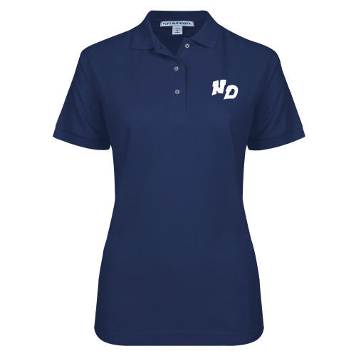 Womens Silk Touch Navy Pique Polo-Notre Dame de La Baie Academy Notre Dame ND Stand Alone