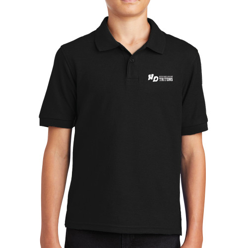 Youth Black Silk Touch Polo-Notre Dame de La Baie Academy Notre Dame AcademyTritons ND Flat