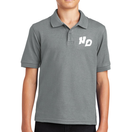 Youth Grey Silk Touch Polo-Notre Dame de La Baie Academy Notre Dame ND Stand Alone