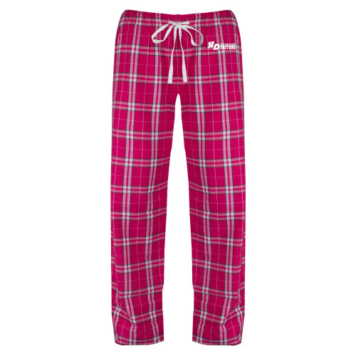 Womens Dark Fuchsia/White Flannel Pajama Pant-Notre Dame de La Baie Academy Notre Dame AcademyTritons ND Flat
