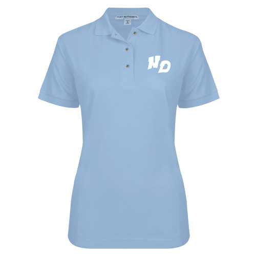 Womens Silk Touch Light Blue Pique Polo-Notre Dame de La Baie Academy Notre Dame ND Stand Alone
