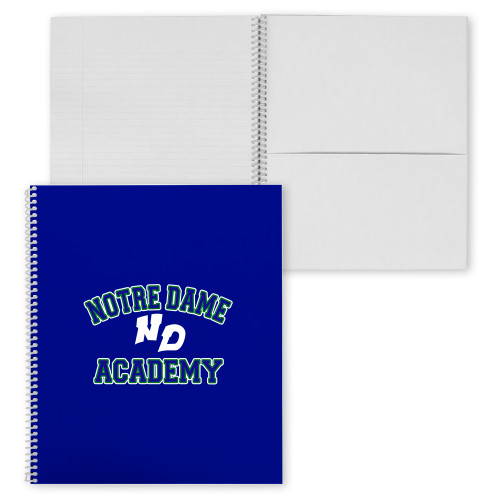 College Spiral Notebook w/Clear Coil-Notre Dame de La Baie Academy Notre Dame Academy ND Stacked 2 Color