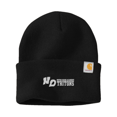 Carhartt Black Knit Beanie w/Cuff-Notre Dame de La Baie Academy Notre Dame AcademyTritons ND Flat