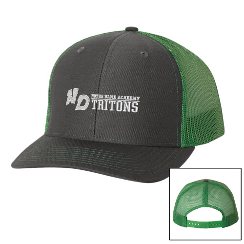 Richardson Charcoal/Kelly Trucker Hat-Notre Dame de La Baie Academy Notre Dame AcademyTritons ND Flat