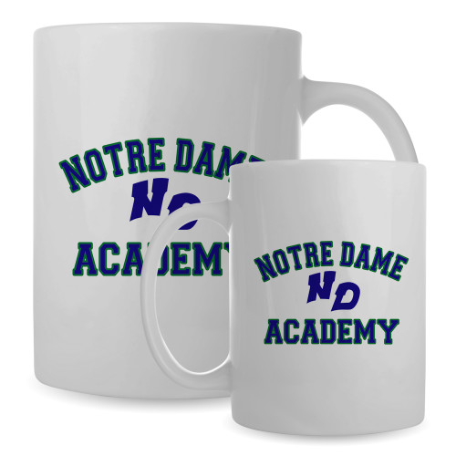 Full Color White Mug 15oz-Notre Dame de La Baie Academy Notre Dame Academy ND Stacked 2 Color