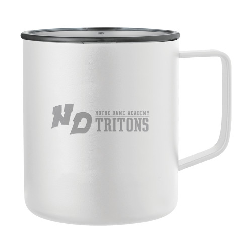 Rover Camp Vacuum Insulated White Mug 14oz-Notre Dame de La Baie Academy Notre Dame AcademyTritons ND Flat Engraved