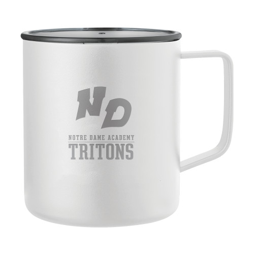 Rover Camp Vacuum Insulated White Mug 14oz-Notre Dame de La Baie Academy Notre Dame AcademyTritons ND Stacked Engraved