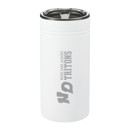 Sherpa Vacuum White Tumbler & Insulator 12oz-Notre Dame de La Baie Academy Notre Dame AcademyTritons ND Flat Engraved, Place Logo Vertically