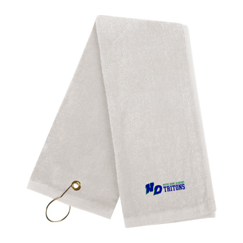 White Golf Towel-Notre Dame de La Baie Academy Notre Dame AcademyTritons ND Flat