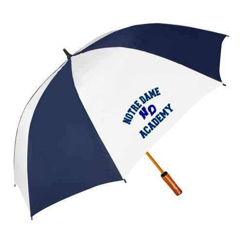 64 Inch Navy/White Umbrella-Notre Dame de La Baie Academy Notre Dame Academy ND Stacked 2 Color
