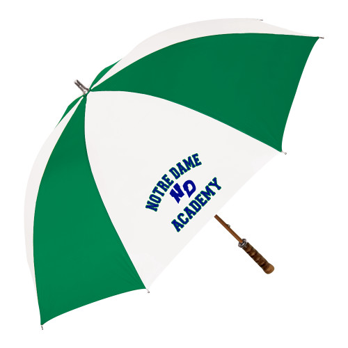 64 Inch Kelly Green/White Umbrella-Notre Dame de La Baie Academy Notre Dame Academy ND Stacked 2 Color