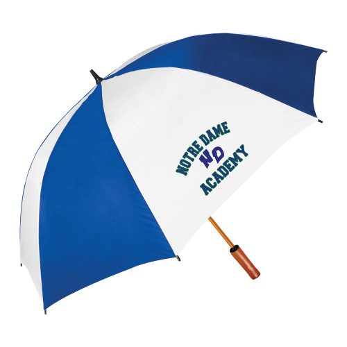 64 Inch Royal/White Umbrella-Notre Dame de La Baie Academy Notre Dame Academy ND Stacked 2 Color