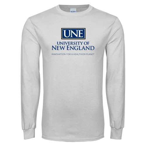  White Long Sleeve T Shirt - Institutional Mark  Stacked