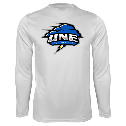 White Performance Long Sleeve Shirt - Primary Athletics Mark