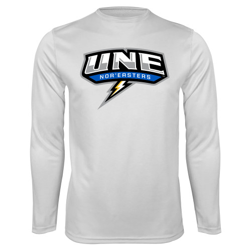  White Performance Long Sleeve Shirt - UNE w Bolt