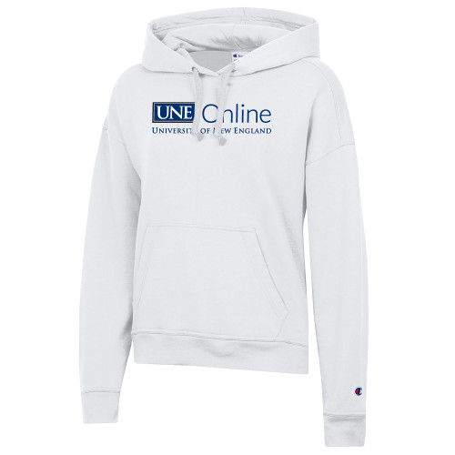 Champion Womens White Powerblend Pullover Hood - UNE Online