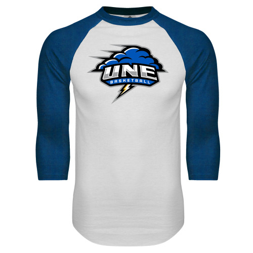  White/Royal Raglan Baseball T Shirt - Basketball