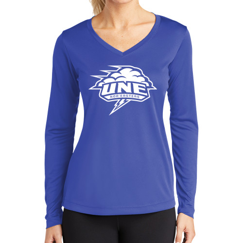  Womens Royal Performance Long Sleeve V Neck Shirt - Primary Athletics Mark