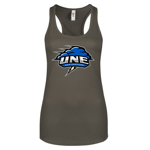  Next Level Womens Charcoal Racerback Tank - Primary Athletics Mark
