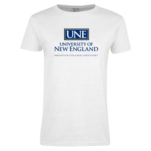  Womens White Short Sleeve Tee - Institutional Mark  Stacked
